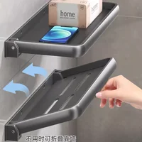 1PC Bathroom Storage Rack Foldable Bathroom Vanity Organiser No Hole Hanging Organiser Vanity Organiser Bathroom Organiser Shelf 1