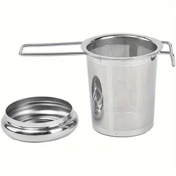 Premium Stainless Steel Tea Filter with Folding Handle and Anti - Scald Lid (1pc)