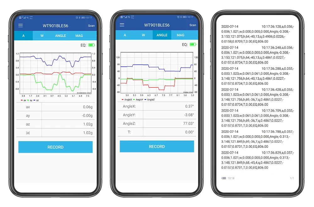 WitMotion WT901BLECL BLE 5.0 Low-consumption 3 Axis Accelerometer+Gyroscope+Magnetometer MPU9250 IOS/Android 50meters range 9 axis sensor