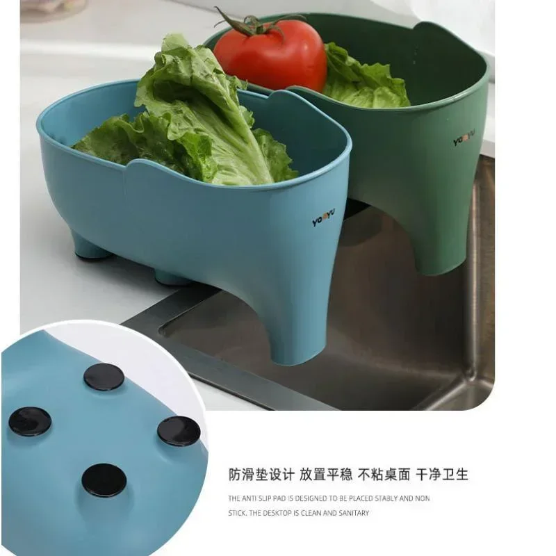 Kitchen Household Tools Sink Strainer Elephant Sculpt Leftover Drain Basket Fruit Vegetable Washing Basket Hanging Drainer Rack
