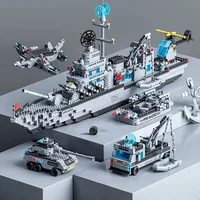 Huge size 1560PCS Navy war ship Army ship model warship 6 in 1 multi-shape combination building blocks to build a boy toy set 4