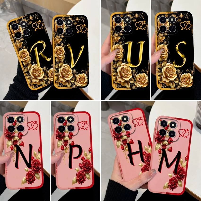 Fashionable Matte Silicone Floral Letter Design Shockproof Protective Phone Case