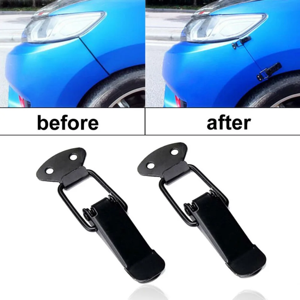 1 Pair Bumper Release Accessories Black Car Fastener Clip Fender Hatch Lids Parts Quick Trunk Useful Durable New durable practical useful fasteners clips fixing trim trunk accessories bumper car fender hole kit plastic push