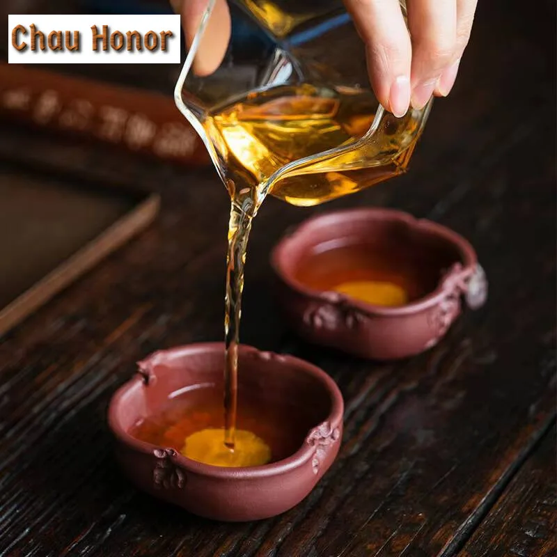 75ml Creativity Yixing Raw Ore Purple Clay Bionic Persimmon Wishful Teacup Handmade Kung Fu Tea Set Tea Ceremony Drinkware Gift