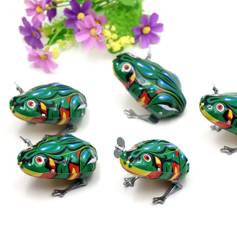 Wind Up Toy Clockwork Toy Chick Classic collection Retro Clockwork Wind up Metal Walking Jumping leapfrog Jump frog robot Mechanical toys baby christmas gift