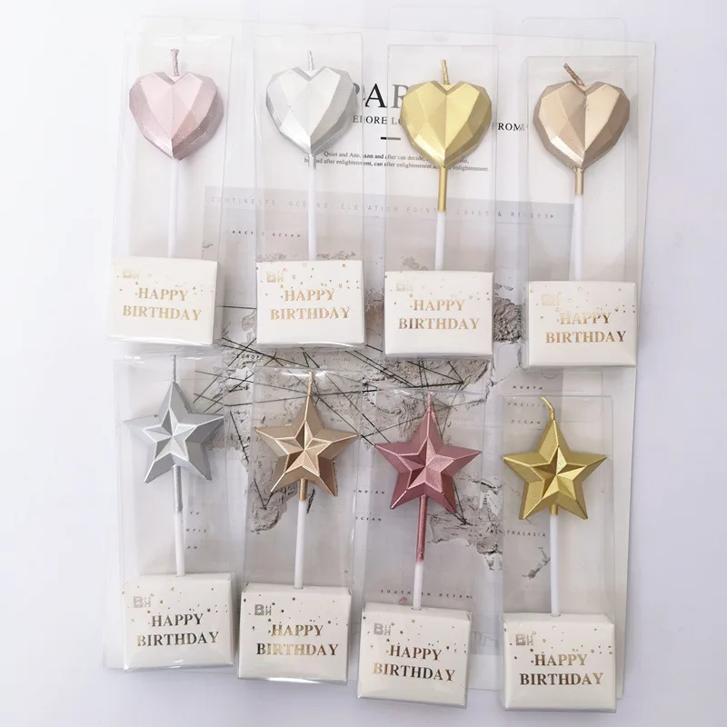 Diamond Love Star Cake Candle  Birthday Cake Baking Decoration Creative DIY Suitable for Birthday Parties Party Activities