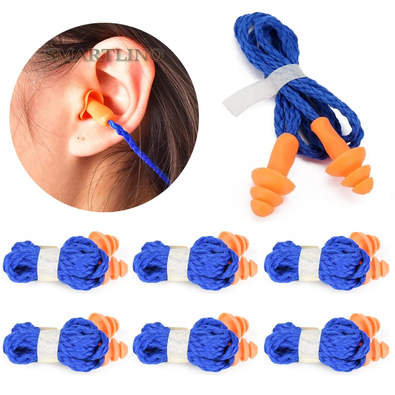 

Soft Silicone Corded Ear Plugs Noise Reduction Earplugs Hearing Protection Earmuff Workplace Safety Supplies