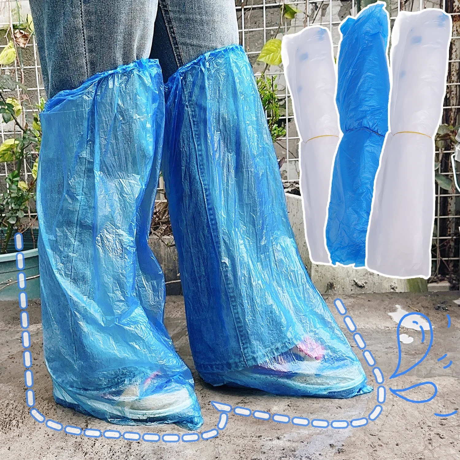 Disposable Shoe Covers Plastic Outdoor Rainproof Waterproof Foot Covers 40pcs