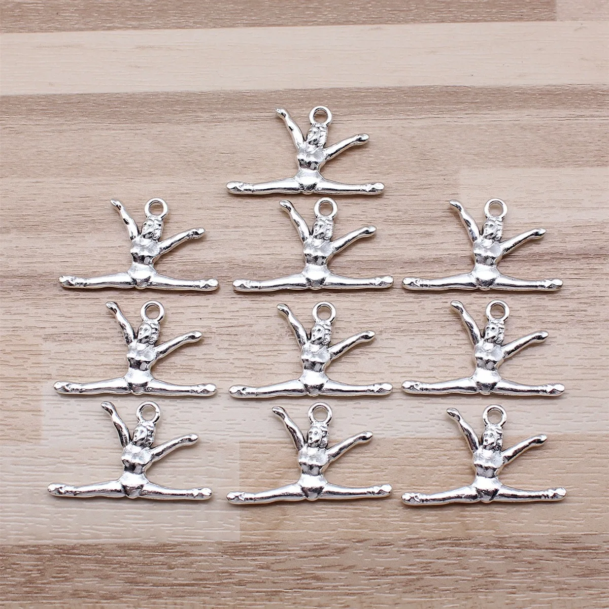 IFOCUS DIY 쥬얼리 제작용 체조 선수 참, 아연 합금, 22x6mm, 0.87x0.63inch, 로트당 10 개