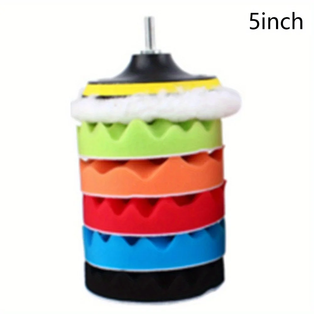 3/5/7 zoll CarPolishing Disc 8 Teile/satz Selbst-Kleber Polieren Wachsen Schwamm Wolle Rad Polieren Pad für Auto Polierer Bohrer Adapter – Detail 6