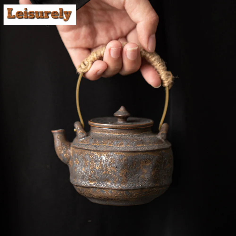 Japanese Kiln Change Gilded Iron Glaze Teapot Boutique Lifting Beam Pot Household Tea Maker Kettle Kung Fu Tea Teaware Ornaments
