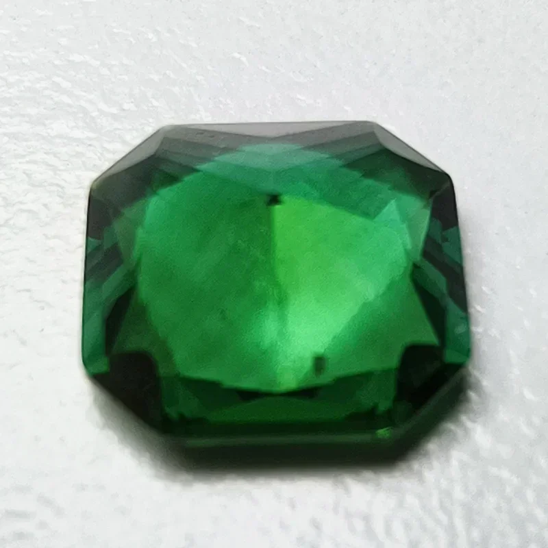 Lab Grown Zambian Emeralds Hydrothermal Hand Cutting Square No Corners with Cracks Inclusions Inside Selectable AGL Certificate
