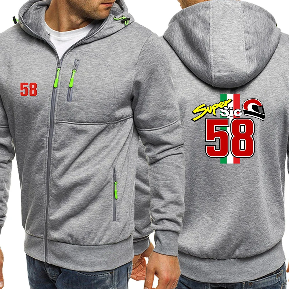 2023 Men New 58 Super Sic Marco Simoncel Winter Hoodie Slim Fit Hooded Sweatshirt Outwear Warm Coat Jacket Zip Up Casual Top