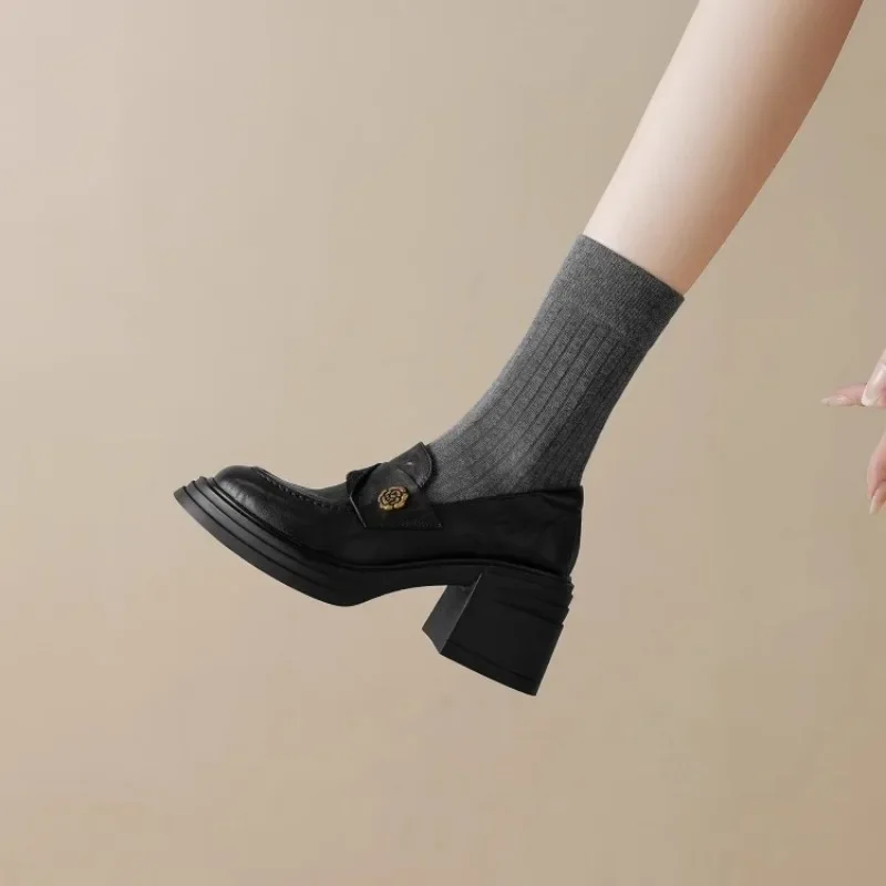 Leather Women High Heel Shoes for Spring Autumn