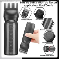 Bouteille d'application d'huile capillaire, avec 3 bouchons buccaux pointus et bouteille de teinture capillaire de 6 onces, peigne à racines, adapté au cuir chevelu (noir et blanc) 3