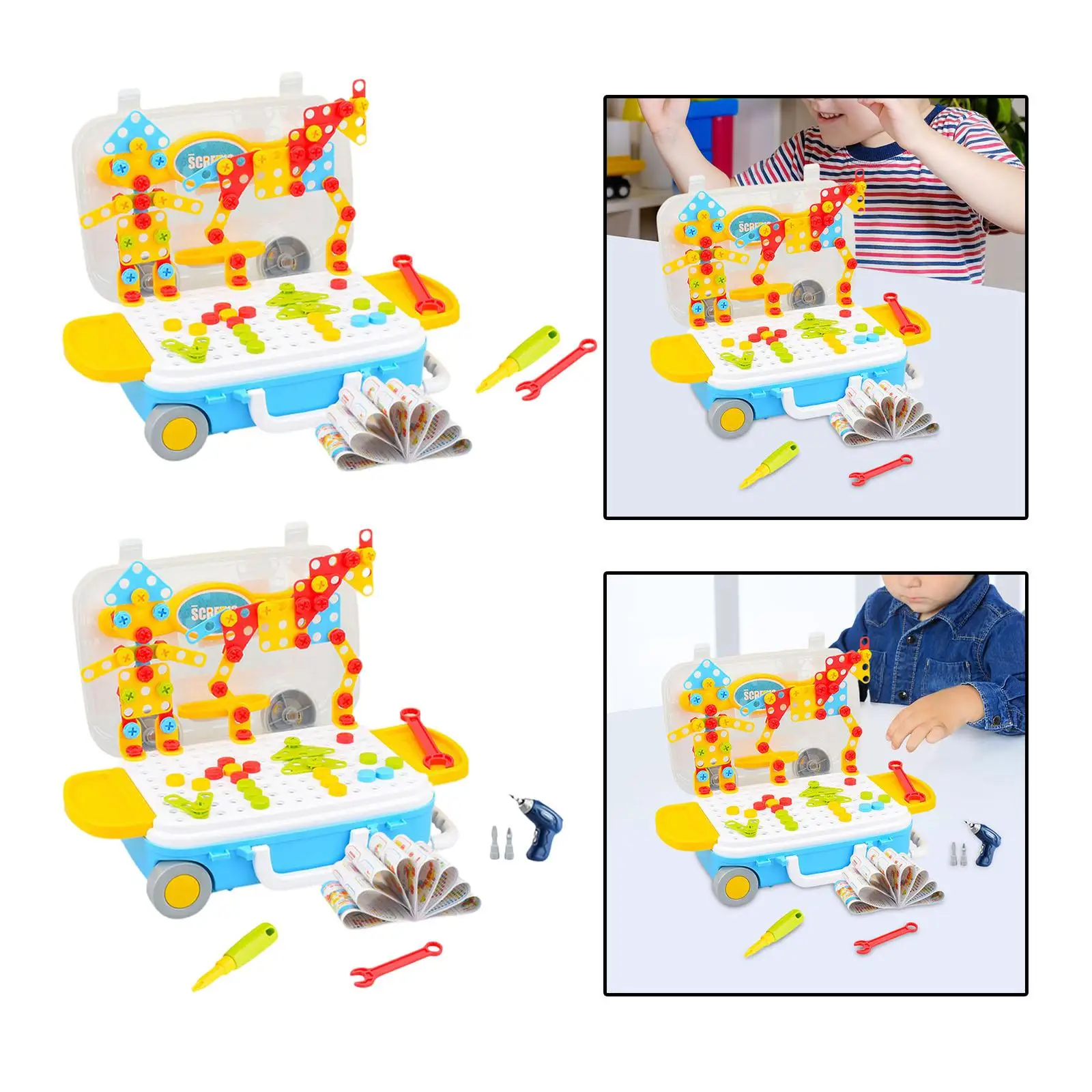 Mosaic Drill Set Electric Drill Color Learning Engineering Building Kits Design