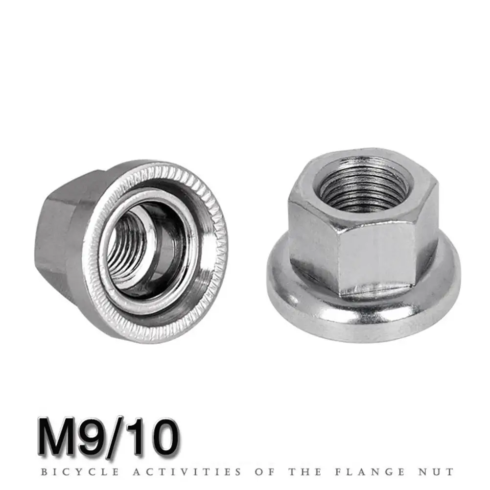 M9 M10 Bicycle Hub Nut Screws Rear Axle Nut Flange Front Wheel Screw Anti-skid Front Axle Nut Bicycle Accessories