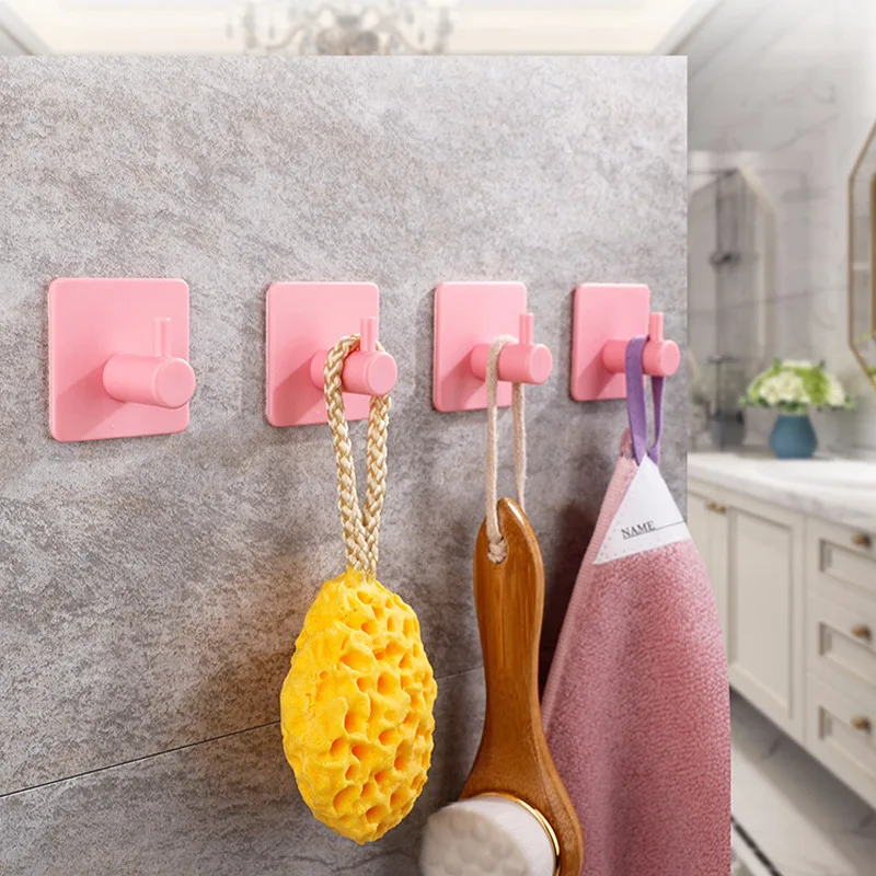 Self Adhesive Hooks 1/3/5pcs Wall Mounted Door Key Plastic Hook Cloth Coat Hanging Bathroom Robe Hanger Kitchen Shelf Organizer multifunctional hooks,self adhesive wall hooks,self adhesive hooks,kitchen hook,home storage accessories,bathroom organizer
