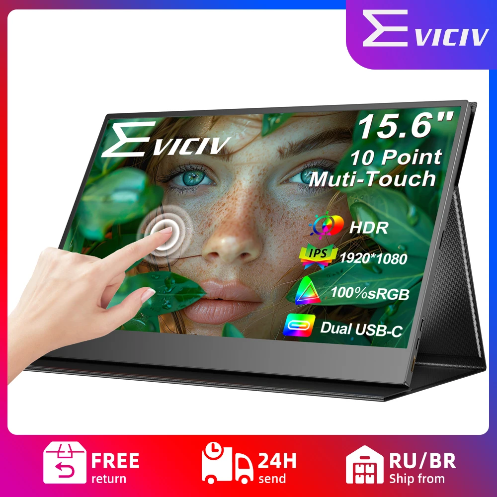 

EVICIV Portable Monitor IPS Touch Screen 15.6inch 1080P USB C HDMI Computer Gaming Display for Switch PS5 Xbox Macbook Pro Phone