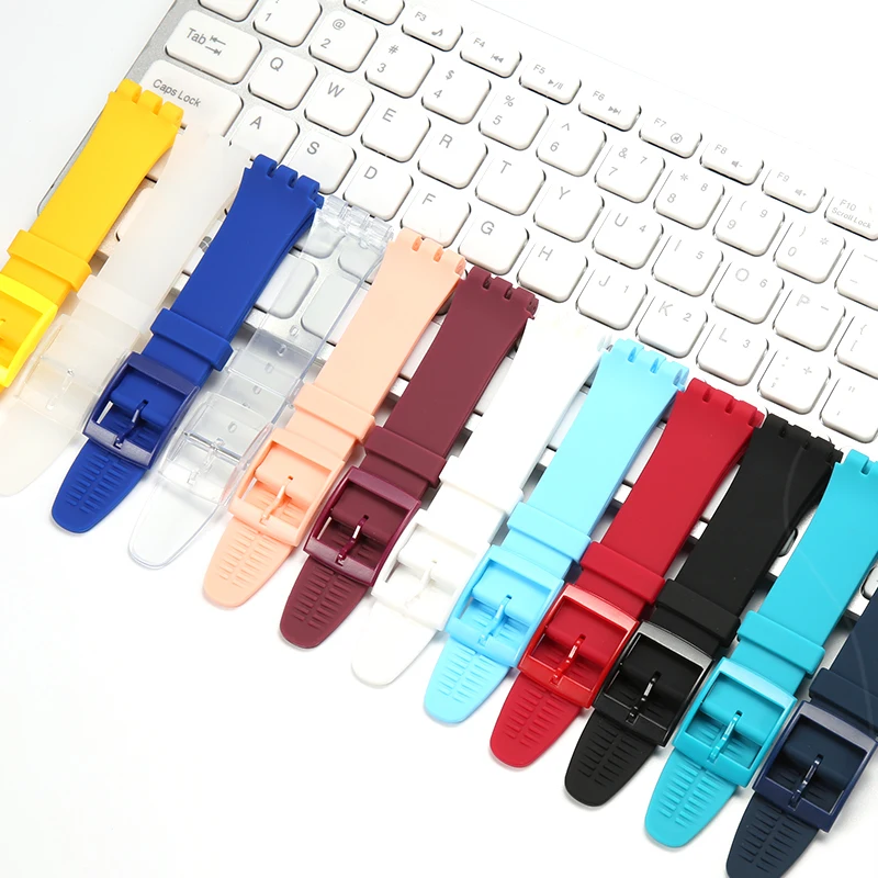 

17 19 20mm Silicone Watch Band Suitable for SWATCH Watchband Women Kids Soft Replacement Strap Waterproof Bracelet With Tool