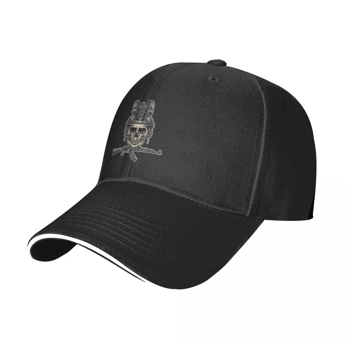 

Skull Tactical With Guns Baseball Cap Vector Illustration Trendy Men Women Trucker Hat Design Tennis Adjustable Snapback Cap