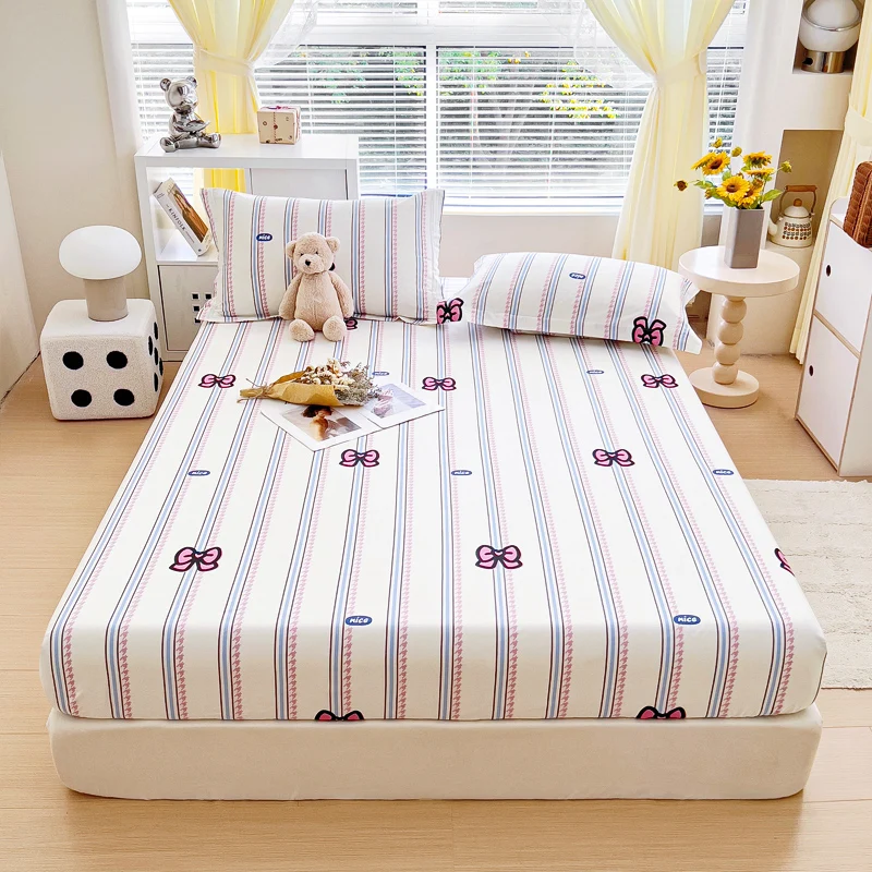 Cotton Printed Cartoon Item Sheet Protector Soft and Comfortable Mattress Cover 360 Degree Wrap with Elastic Bed Hat 180 200x220 2