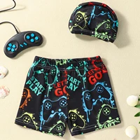 Kids Boys Swim Shorts Shark/Dinosaur/Starfish/Gamepad Print Swim Trunks Swimsuit Bathing Suit with Swim Cap 2-6T 2