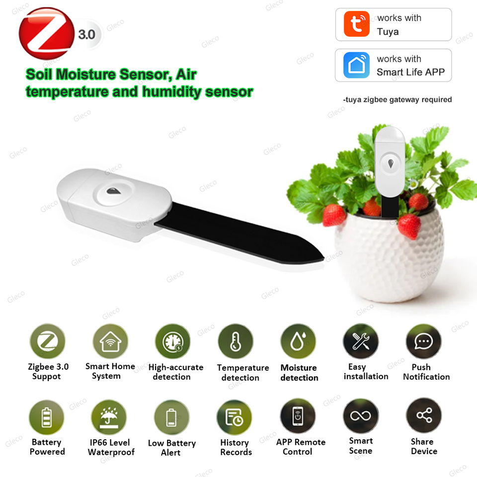 Tuya Zigbee Soil Moisture Sensor Humidity Temperature Tester Garden Home Automation Irrigation Detector Meter For Smart Life