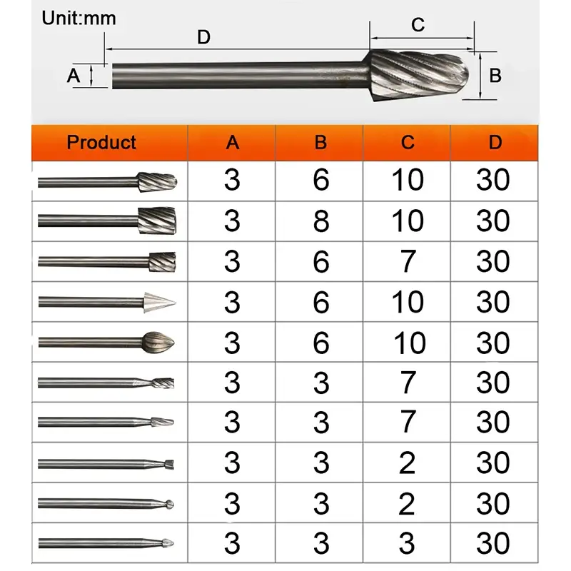 6pcs 10pcs/Set HSS Rotary Burr Mill Cutter Routing Router Bits Burr Rotary Tools Wordworking Tool Engraving Dremel Accessories - Image 6