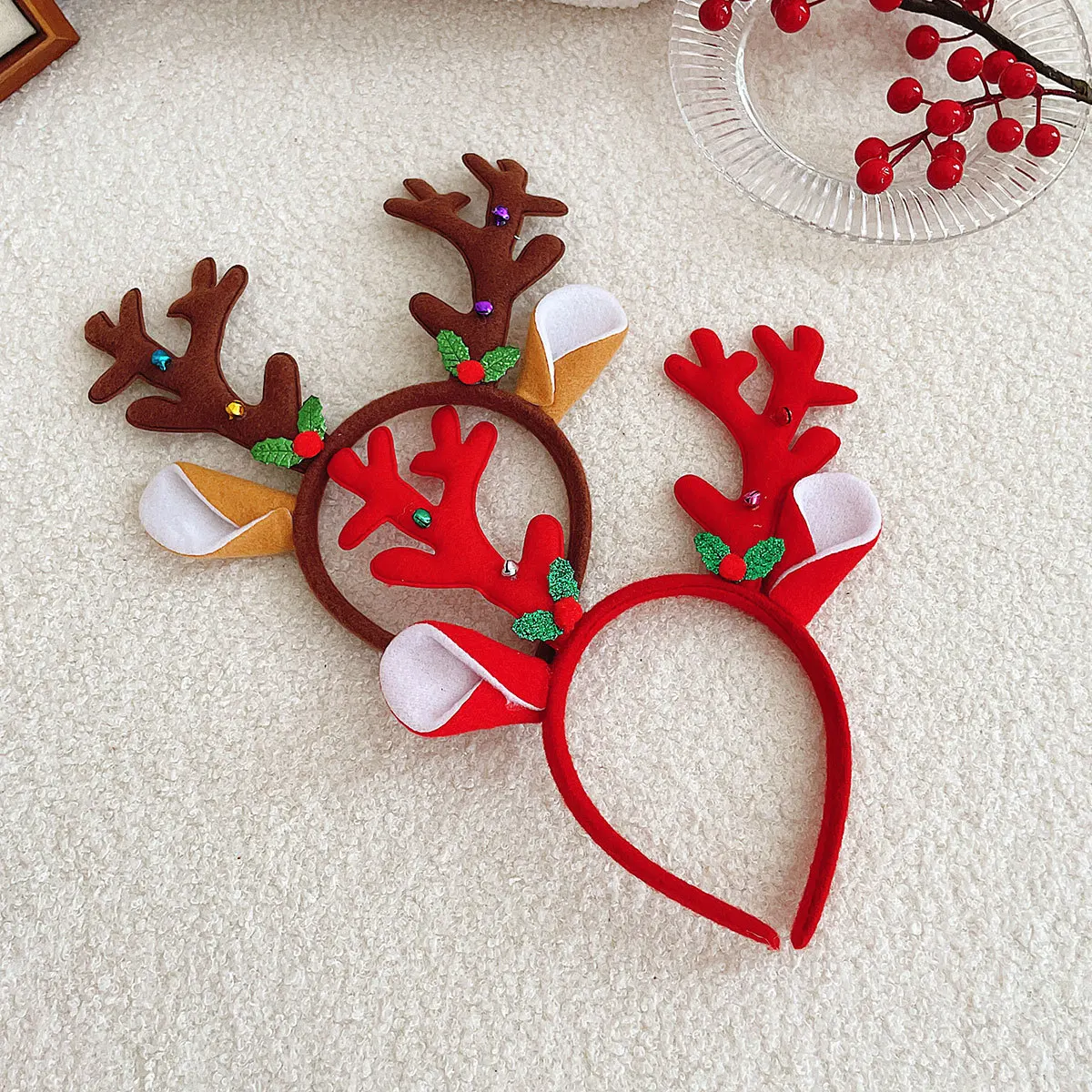 Christmas Hair Hoop Christmas Party Cosplay Headbands Girls Plush Reindeer Antlers Deer Ear Tree Hair Accessories Gift