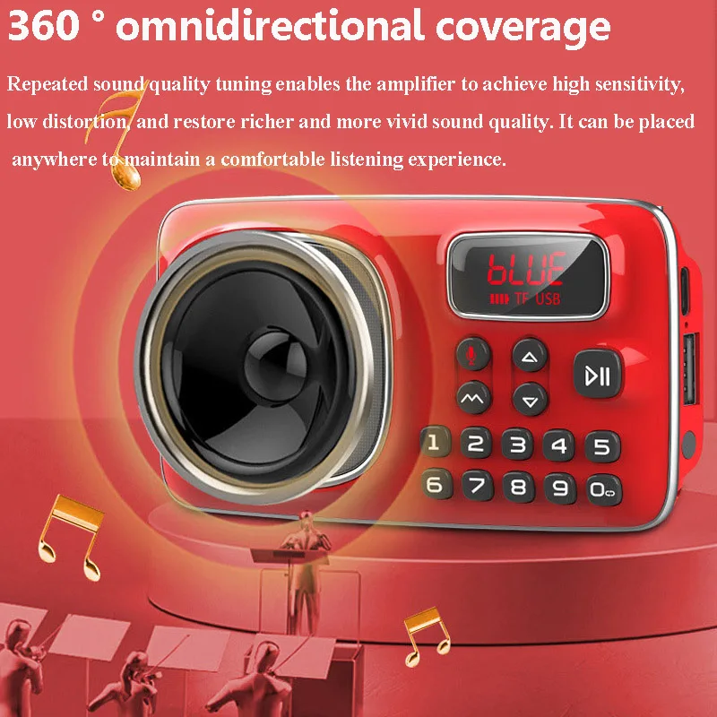 Mini LED Screen FM Radio Portable Radios Receiver Wireless Bluetooth Speaker HD Recording Handsfree Call Music Box Rechargeable