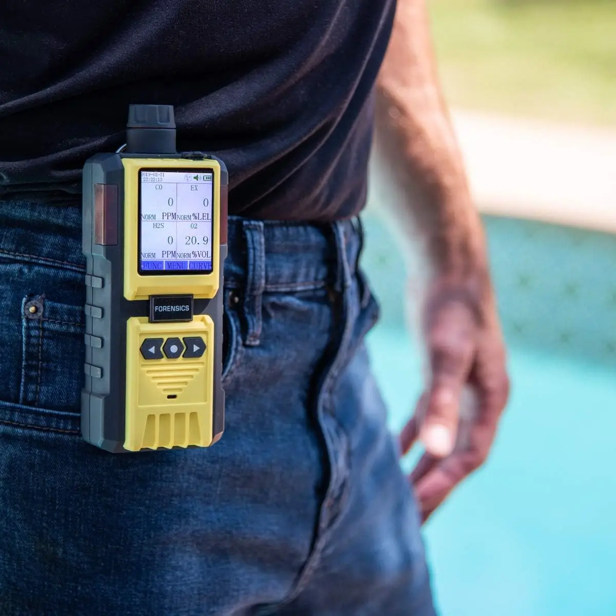 Monitor by Forensics Built-in Pump Multi Gas Meter O2, CO, H2S, LEL Color Display & Graphing USA NIST Calibration Comp