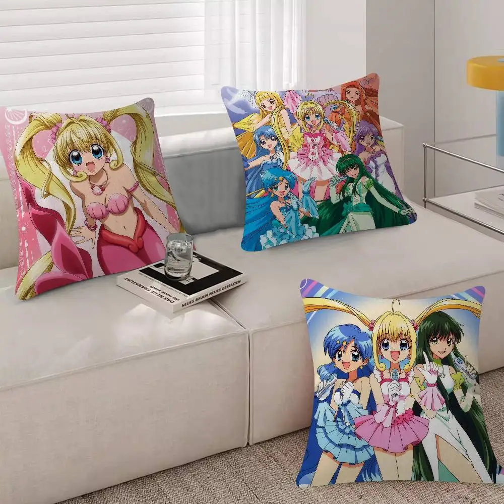 애니메이션 M-Mermaid Melody Pichi Pichi Pitch 사무실 쿠션 베개 커버 자동차 쿠션 커버45X45CM 요추 베개 커버 소파 베개 커버