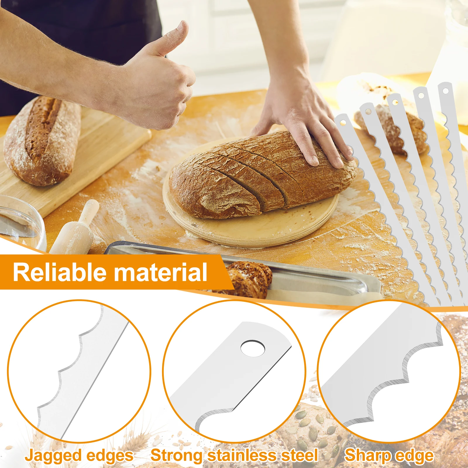 8Pcs Bread Bow Cutter Blades Stainless Steel Replacement Blade 10.8&times;0.4 Inch Serrated Bread Blade Rustproof Cutting Tool