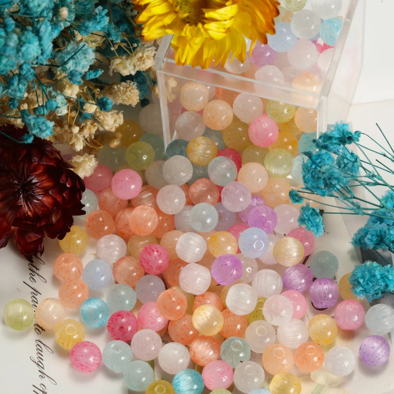 Vibrant Orange Cat Eye Glass Beads
