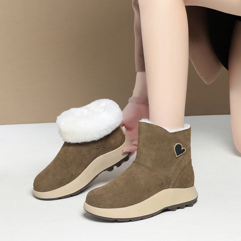 

CICIYANG Snow Boots Women Winter 2024 New Genuine Leather Women's Marton Boots Large Size Wool Warm Non Slip Women's Booties