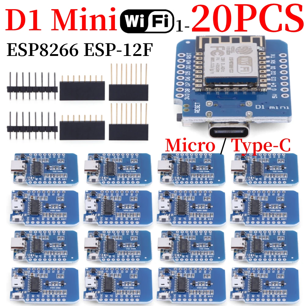 1-20PCS-ESP8266-D1-Mini-WIFI-Development-Board-ESP-12F-CH340G-CH340-V2 ...
