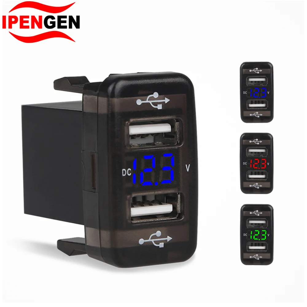 

4.2A Dual Port Fast Phone 12V 24V Charger With LED Voltmeter USB Socket Adapter Car Charging For Toyota Auto Waterproof Power