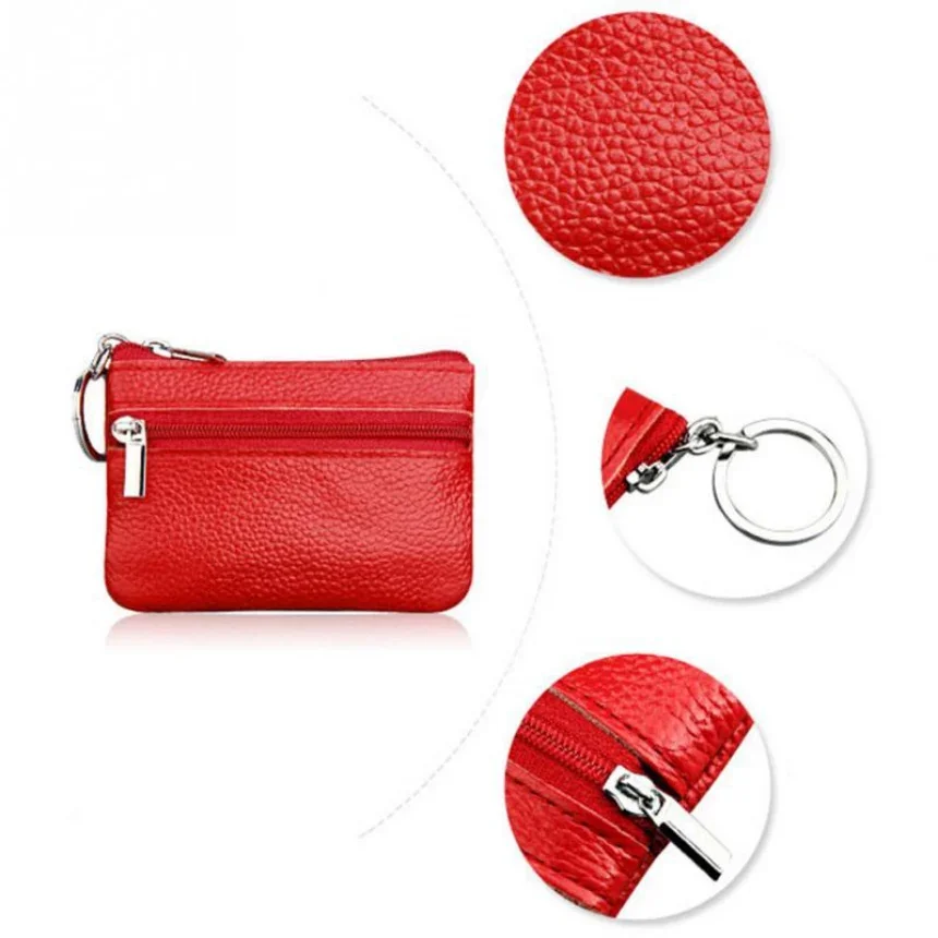 Porta-moedas de couro PU para mulheres, bolsas pequenas, carteiras de bolso, porta-chaves, mini bolsa funcional, carteira de cartão Zipper