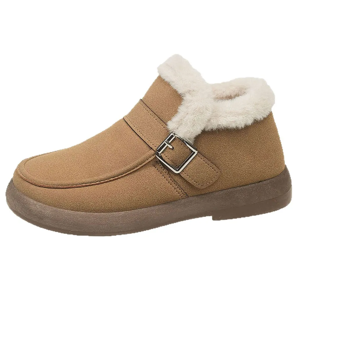 New Ladies Slip on Comfortable Ankle Boots Women Winter Warm Plush Fur Snow Boots Suede ShoesFemale Footwear Botas Femininas