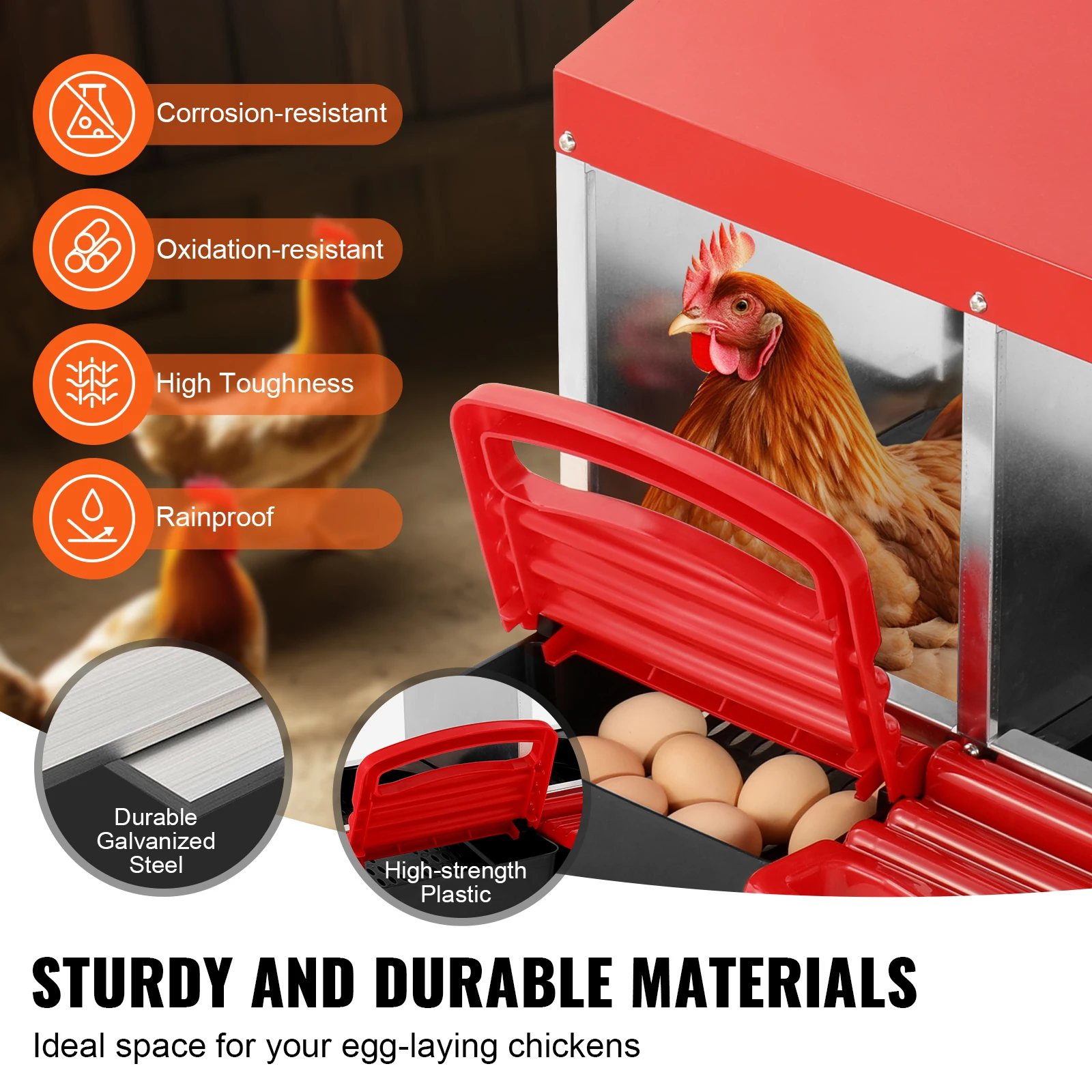 Chicken Nest Box 30 to 45 Stable Corrosion-Resistant Mental Nesting Boxes Inclined Nesting Boxes Bottom Holes chicken nesting pads