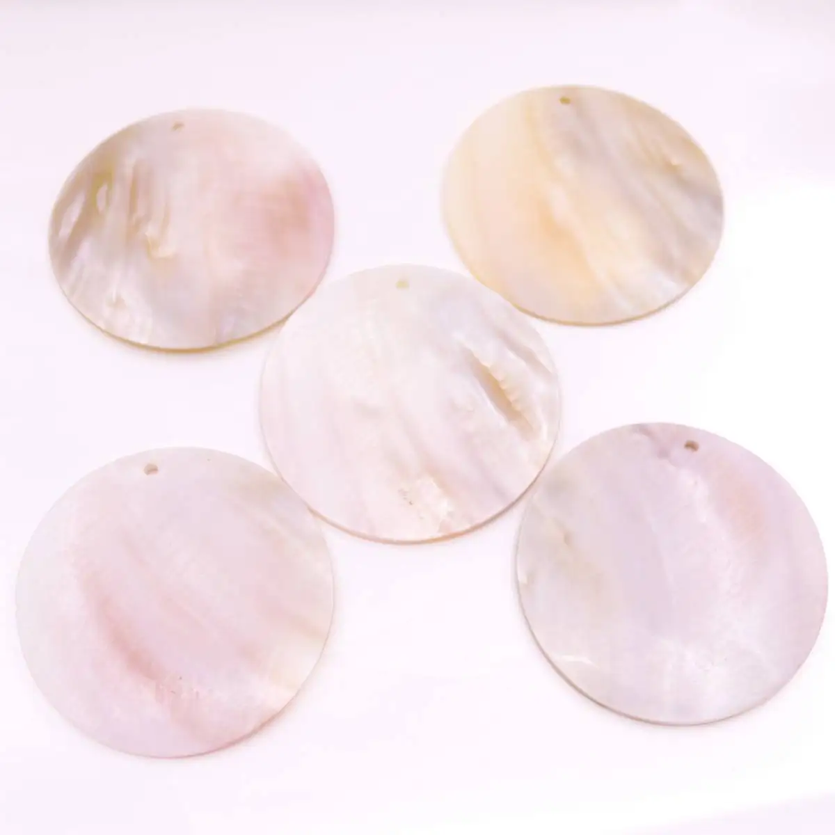 5PCS 60mm Round Disc Natural  White Brown Mother of Pearl Shell Pendant Charms Crafts