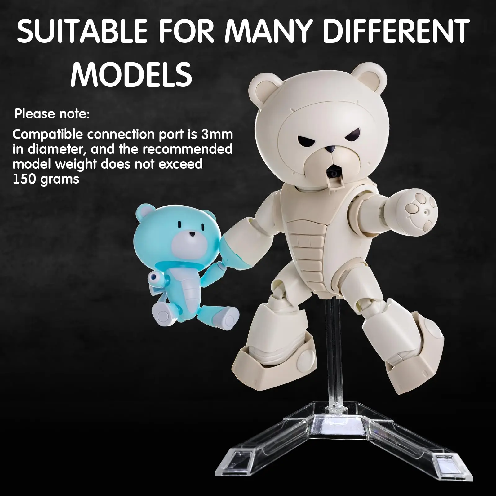 Qucchanen Supporto per action figure con 2 bracci regolabili, base