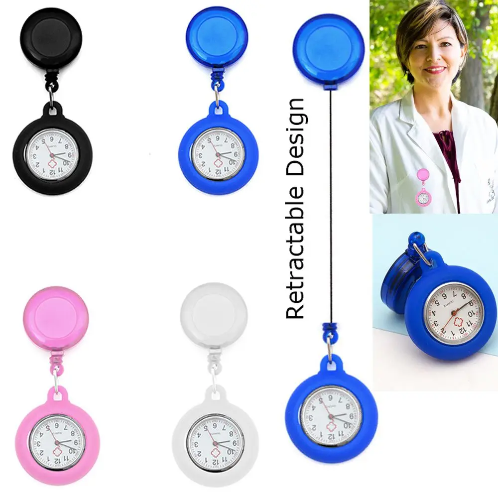 Gift Doctor/Nurse Clip-on Quartz Clock Pocket Watch Doctor  Hanging Fob Watch Retractable Nurse Watch