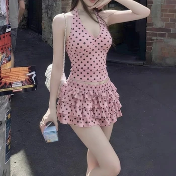 Y2k Harajuku Bikini Sweet Dot 2 Piece Elegant Slim Swimsuit 2000s Swimwear Vintage Beachwear Beach Party Style Swimsuit Women 1