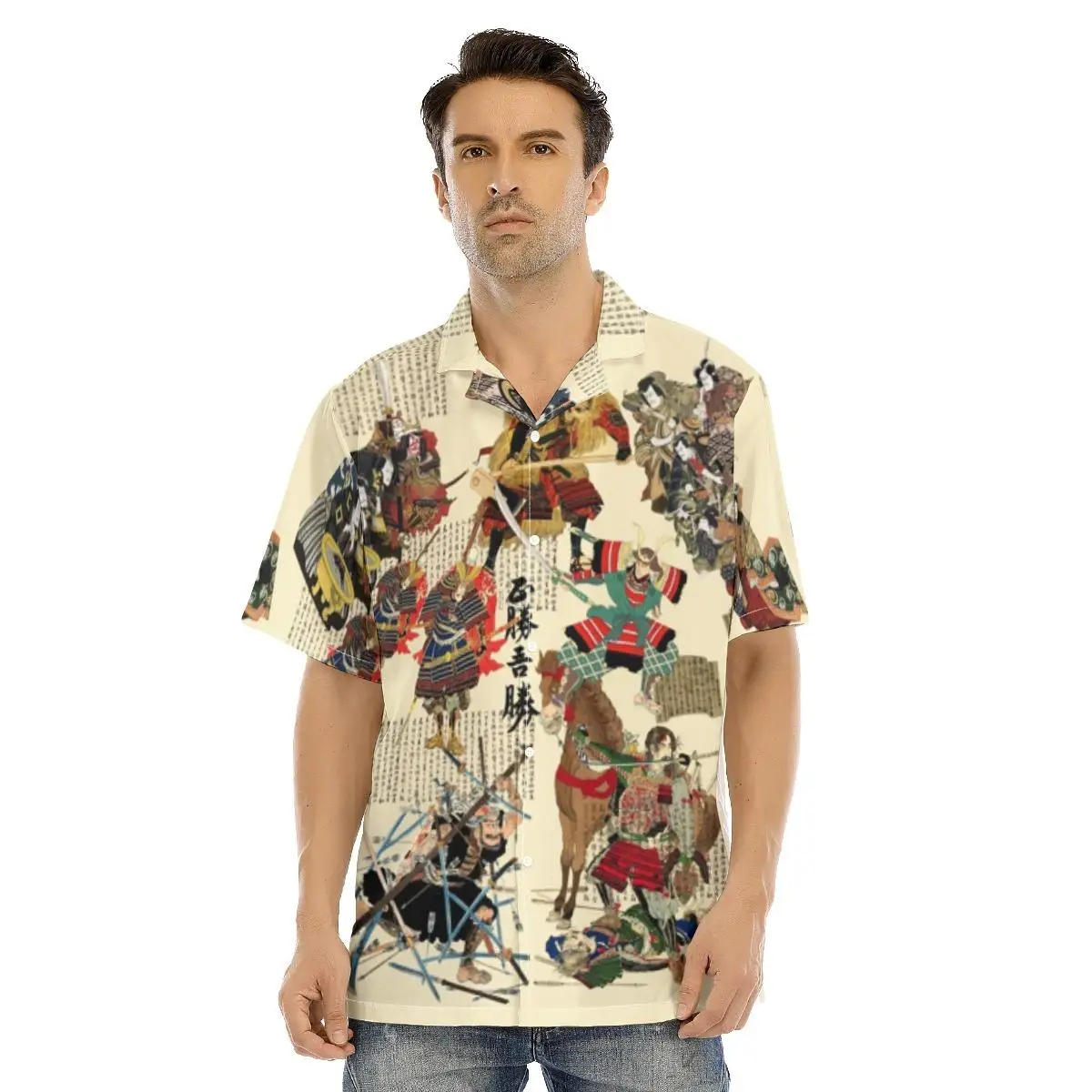 

Новинка, гавайская летняя рубашка для мужчин, в японском стиле, Повседневная летняя рубашка в гавайском стиле с короткими рукавами и пуговицами
