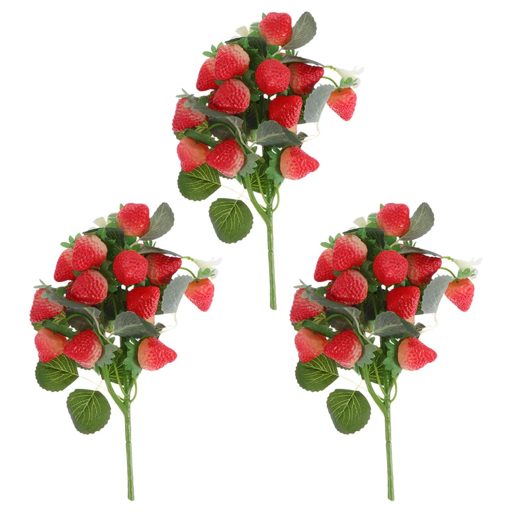 

Plastic Simulated Strawberry Artificial Flowers Festival Decor Branches Strawberry Stem Fruit Bouquet Wedding Decorations