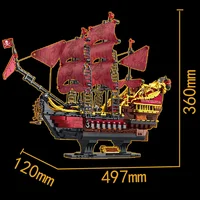 2088pcs Queen Annes Revenge Pirate Ship Building Blocks with LED Creative Red Pirate Boat Model Bricks Toys for Adult Kids Gifts 1