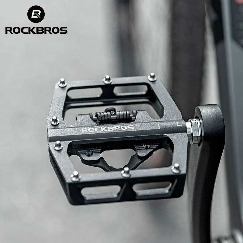 

ROCKBROS Cycling Pedal Bicycle SPD Pedal Waterproof Non-Slip MTB Bike Pedals Aluminum Alloy Bike Flat Platform Pedal Accessories