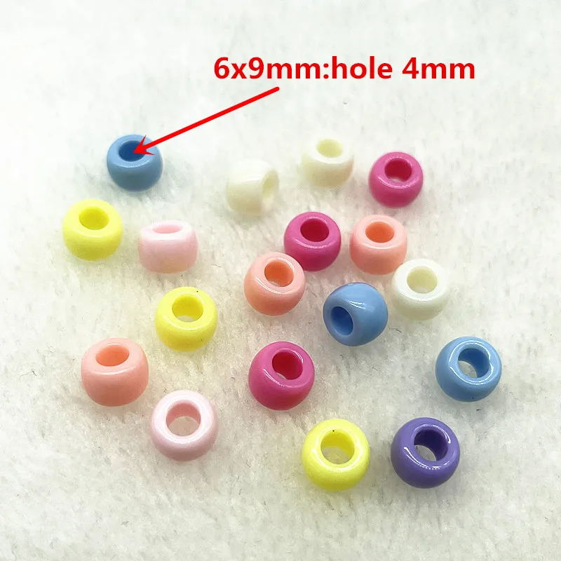 새로운 50 개/몫 6X9mm 큰 구멍 아크릴 비즈 스페이서 루즈 비즈 쥬얼리 만들기 DIY 수제 의류 액세서리